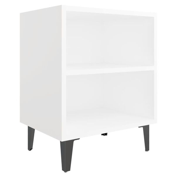 vidaXL Κομοδίνo Λευκό 40 x 30 x 50 εκ. με Μεταλλικά Πόδια