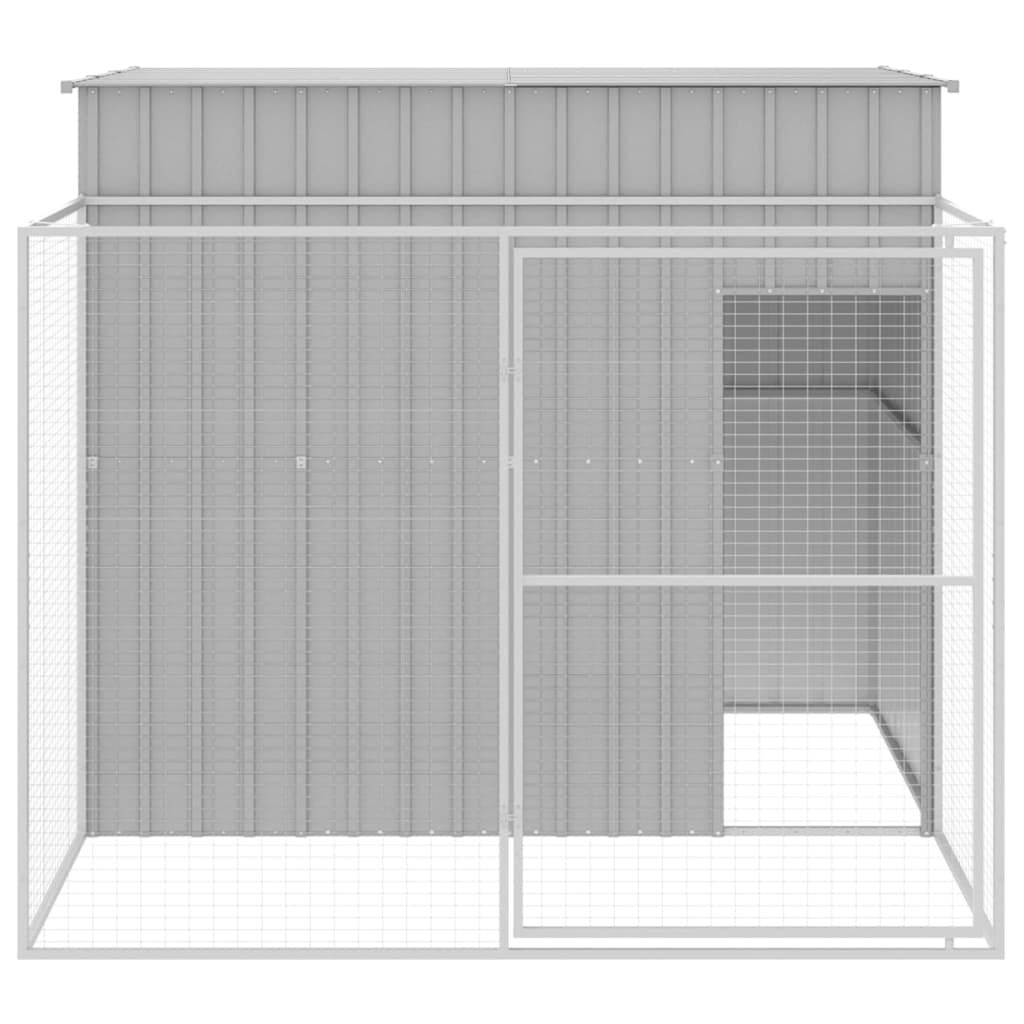 vidaXL Σπιτάκι Σκύλου με Αυλή Αν. Γκρι 214x253x181 εκ. Γαλβαν. Χάλυβας