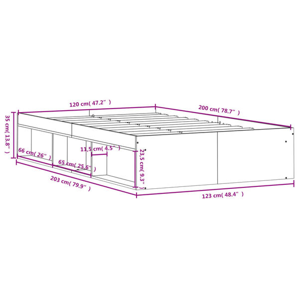 vidaXL Πλαίσιο Κρεβατιού Sonoma Δρυς 120x200 εκ.