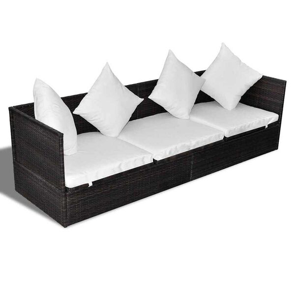 vidaXL Ξαπλώστρα Καφέ 200 x 60 x 58 εκ. συνθετικό ρατάν