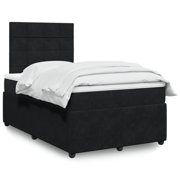vidaXL Κρεβάτι Boxspring με Στρώμα Μαύρο 120x190 εκ. Βελούδινο