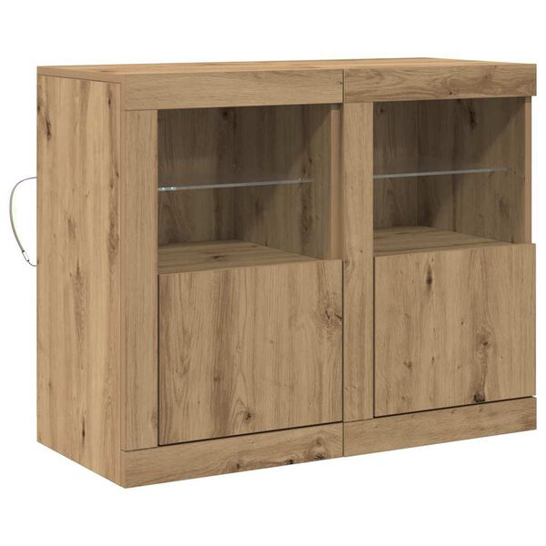vidaXL &Pi;&lambda;&epsilon;&upsilon;&rho;&iota;&kappa;ό &Tau;&rho;&alpha;&pi;έ&zeta;&iota; LED 2 pcs Artisan Oak 41 x 37 x 67 &epsilon;&kappa;