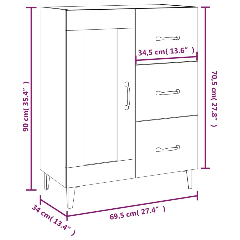 vidaXL Ντουλάπι Sonoma Δρυς 69,5 x 34 x 90 εκ. από Επεξεργασμένο Ξύλο