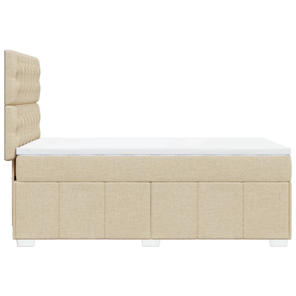vidaXL Κρεβάτι Boxspring με Στρώμα Κρεμ 90x200 εκ.Υφασμάτινο