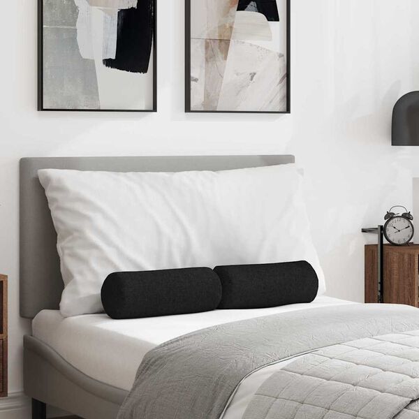 vidaXL Μαξιλάρια Στήριγμα 2 pcs Μαύρο Ø 15 x 40 εκ ύφασμα