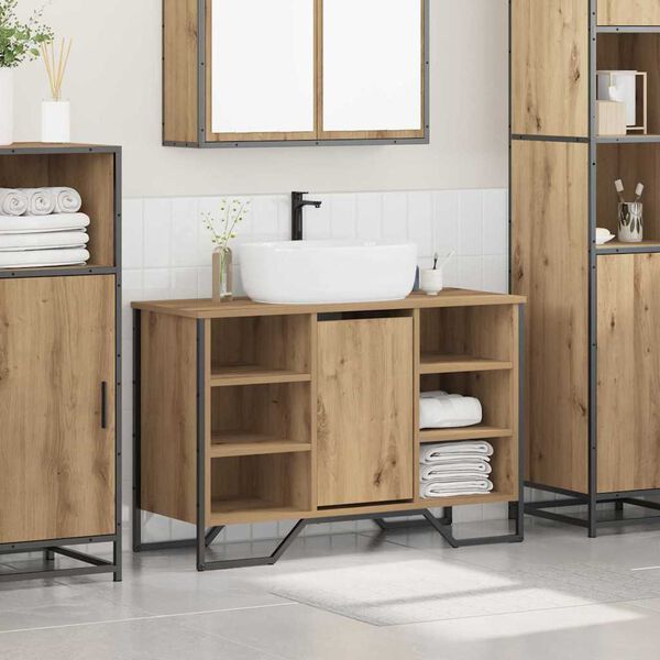 vidaXL Ντουλάπι νεροχύτη με αποθήκευση Artisan Oak 91 x 35 x 60 εκ