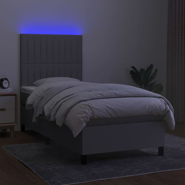 vidaXL &Kappa;&rho;&epsilon;&beta;ά&tau;&iota; Boxspring &mu;&epsilon; &Sigma;&tau;&rho;ώ&mu;&alpha; & LED &Alpha;&nu;.&Gamma;&kappa;&rho;&iota; 100x200&epsilon;&kappa;. &Upsilon;&phi;&alpha;&sigma;&mu;ά&tau;&iota;&nu;&omicron;