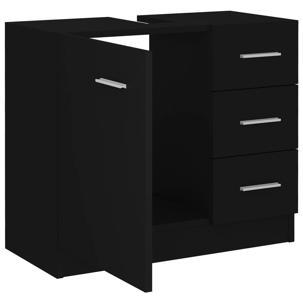vidaXL Ντουλάπι Νιπτήρα Μαύρο 63x30x54 εκ. Επεξ. Ξύλο