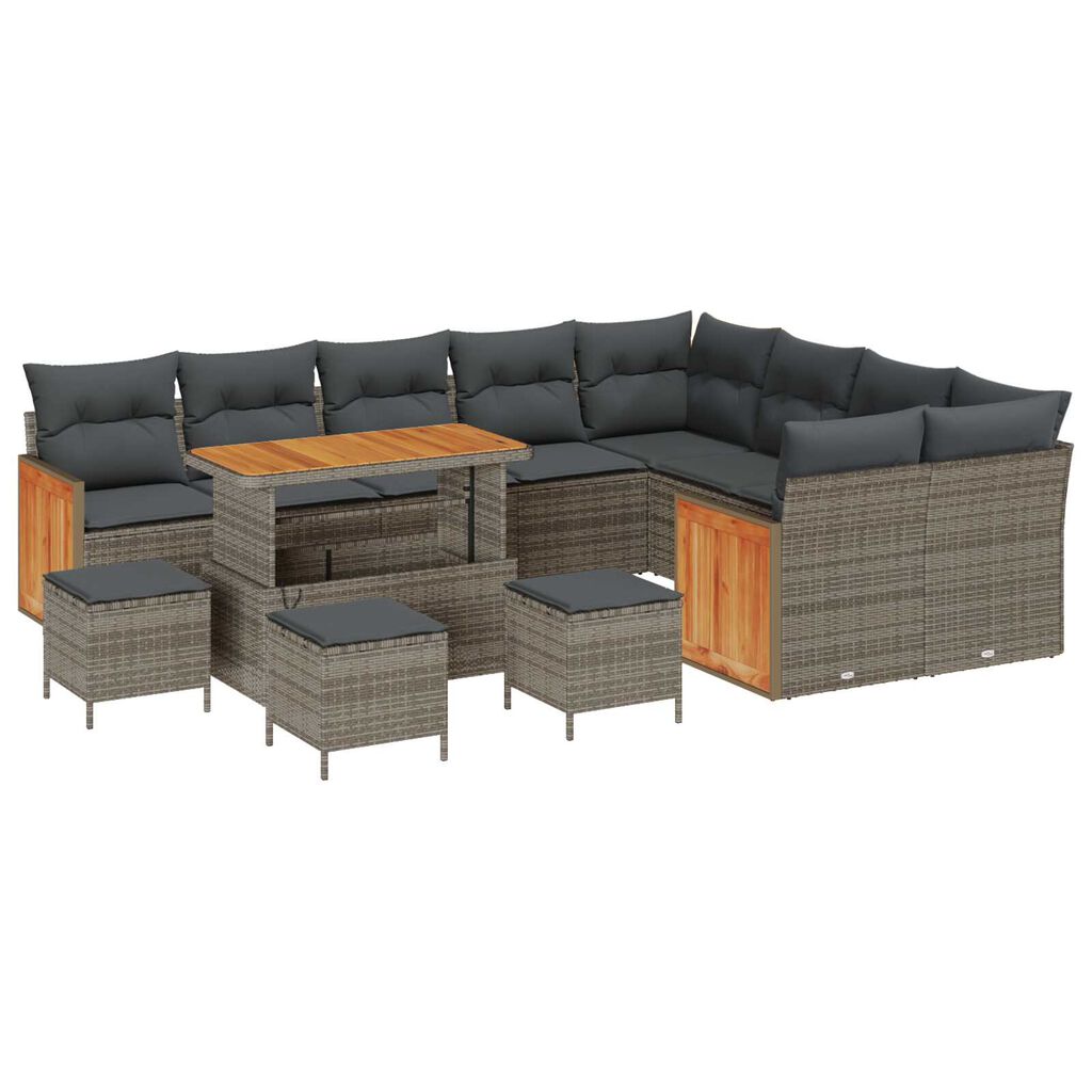 vidaXL Σετ Καναπέ Κήπου με μαξιλάρι 13 pcs Γκρι 110 x 55 x 71 εκ