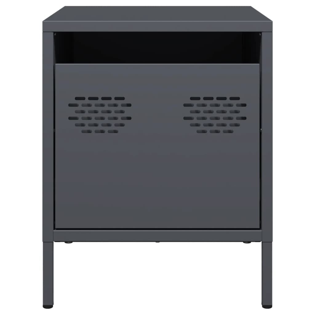 vidaXL Κομοδίνα 2 τεμ. Ανθρακί 35x39x43,5 εκ. από Χάλυβα