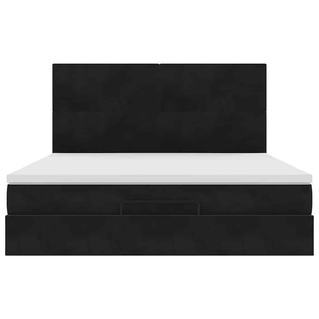 vidaXL Οθωμανικό κρεβάτι με στρώματα Μαύρο 180x200cm Velvet