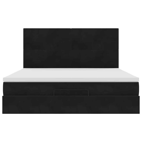 vidaXL Οθωμανικό κρεβάτι με στρώματα Μαύρο 180x200cm Velvet