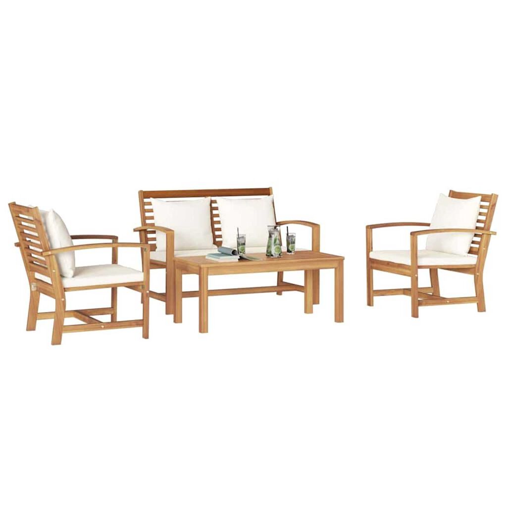 Σετ Καναπέ Κήπου 4 pcs Φυσικό Μασίφ ξύλο teak
