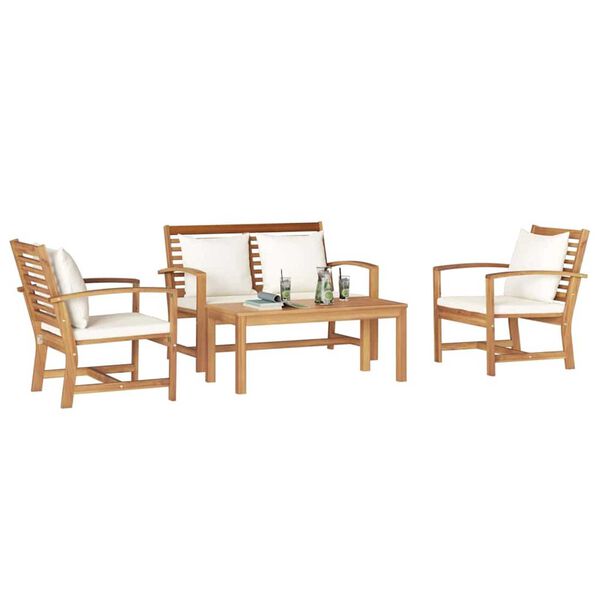 Σετ Καναπέ Κήπου 4 pcs Φυσικό Μασίφ ξύλο teak