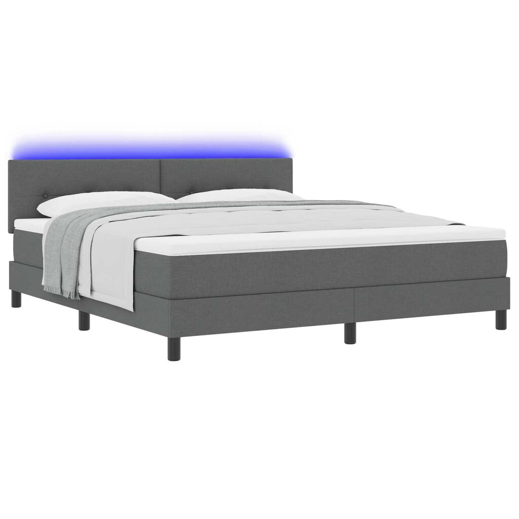 vidaXL Κρεβάτι Βολής με Στρώμα & LED Σκούρο Γκρι 180x200 cm Υφάσματος