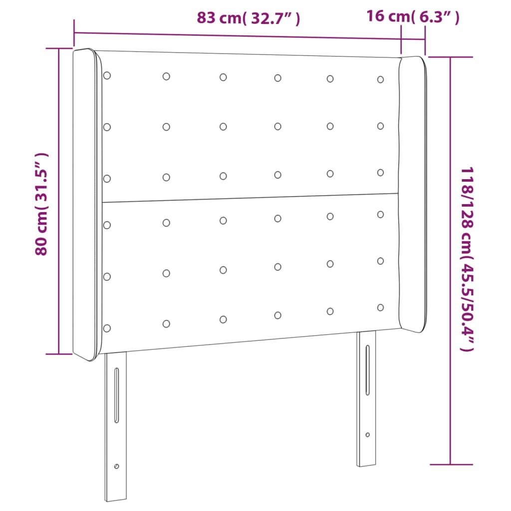 vidaXL Κεφαλάρι με Πτερύγια Σκούρο Γκρι 83x16x118/128 εκ. Υφασμάτινο