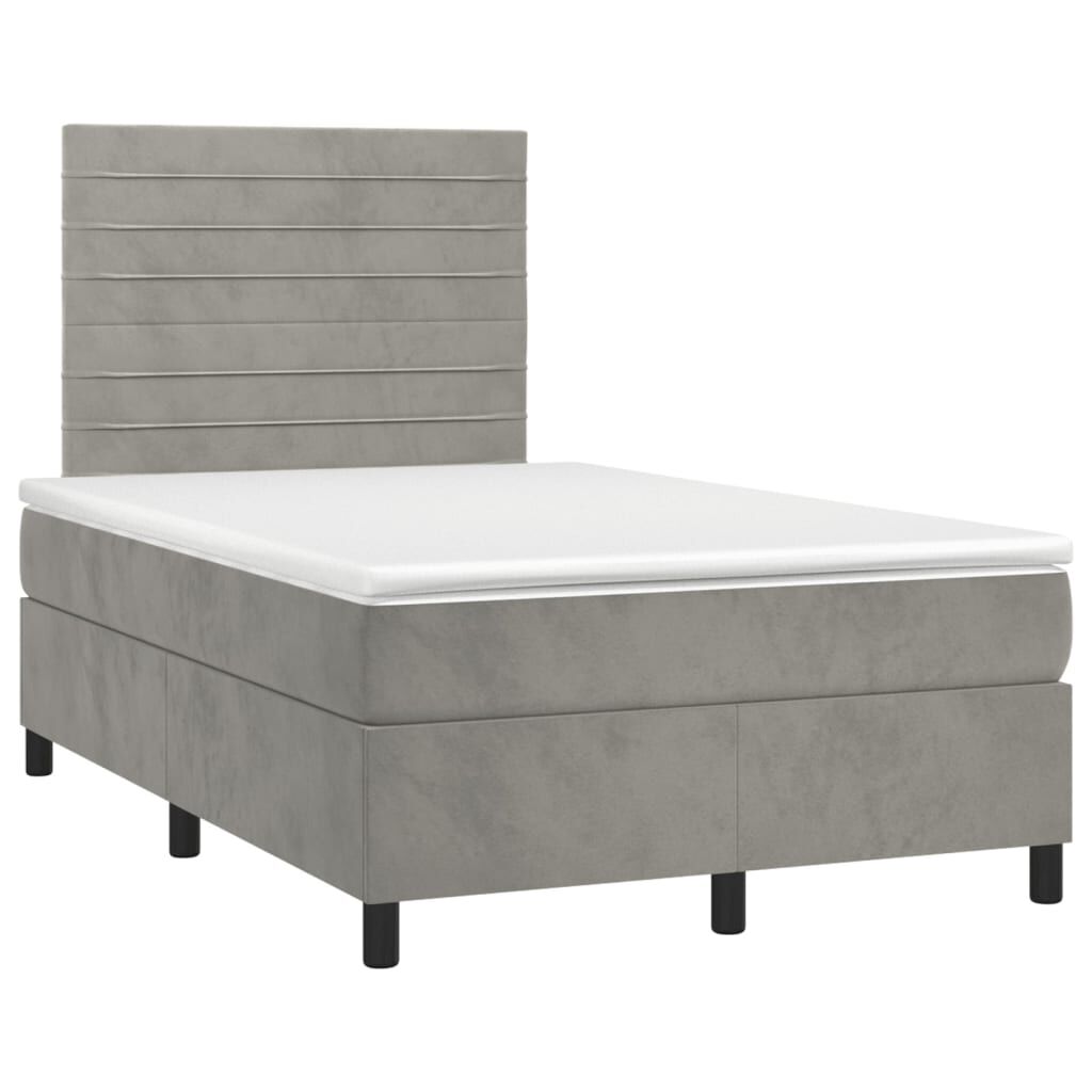 vidaXL Κρεβάτι Boxspring με Στρώμα & LED Αν.Γκρι 120x190εκ. Βελούδινο