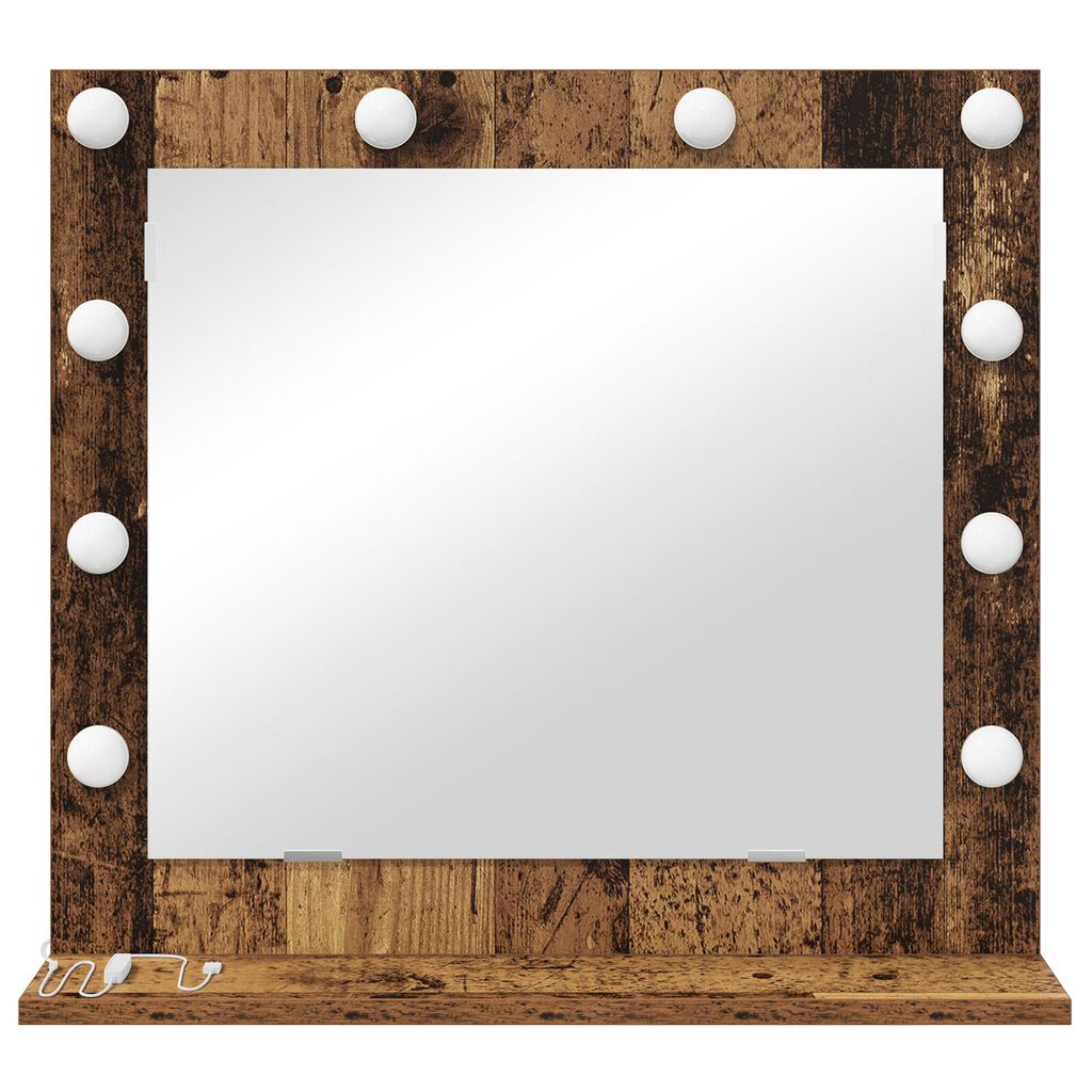 vidaXL Καθρέφτης Vanity με LED Φώτα από Παλιό Ξύλο 60x55x18 εκ