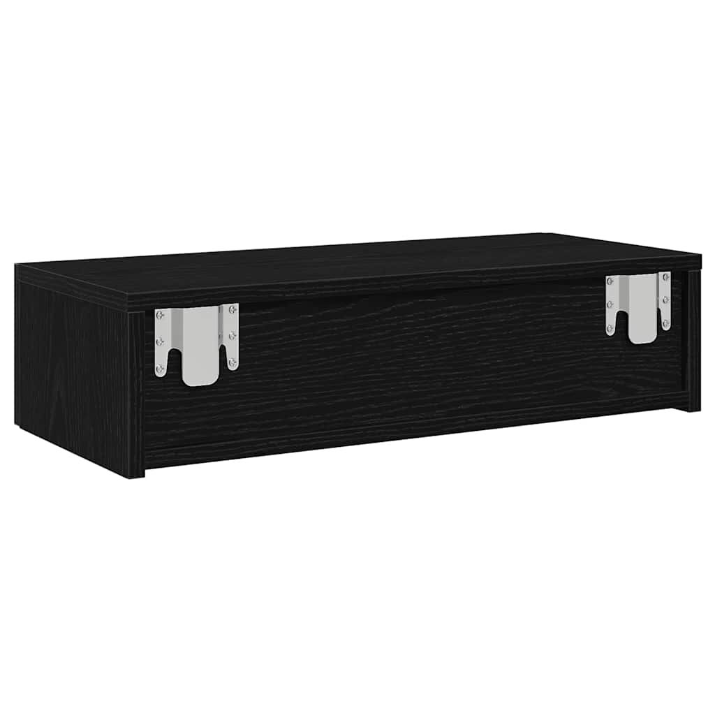 vidaXL Ράφι τοίχου με συρτάρια Μαύρο 60x26,5x15 cm Ξύλινη κατασκευή