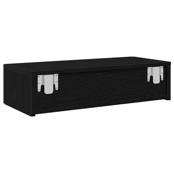 vidaXL Ράφι τοίχου με συρτάρια Μαύρο 60x26,5x15 cm Ξύλινη κατασκευή