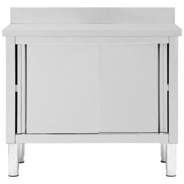 vidaXL Ερμάριο Πάγκος Συρόμενες Πόρτες 100x50x(95-97) εκ. Ανοξ. Ατσάλι