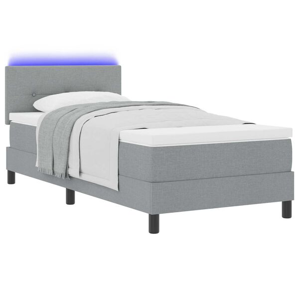 vidaXL Κρεβάτι με Σκελετό και Στρώμα & LED Ανοιχτό Γκρι 80x200 εκ. Ύφασμα
