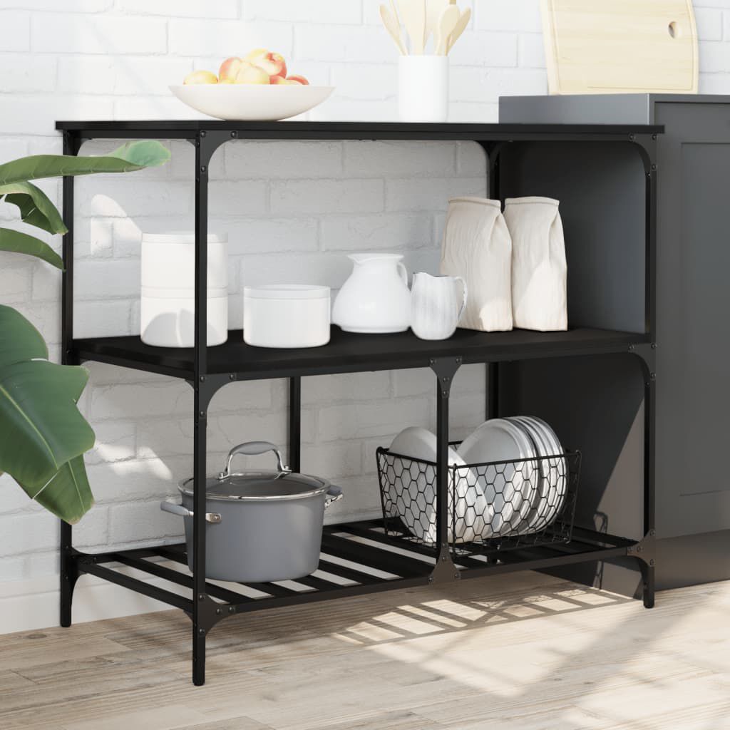 vidaXL Τρόλεϊ Κουζίνας Μαύρο 100x50x95 εκ. από Επεξεργασμένο Ξύλο