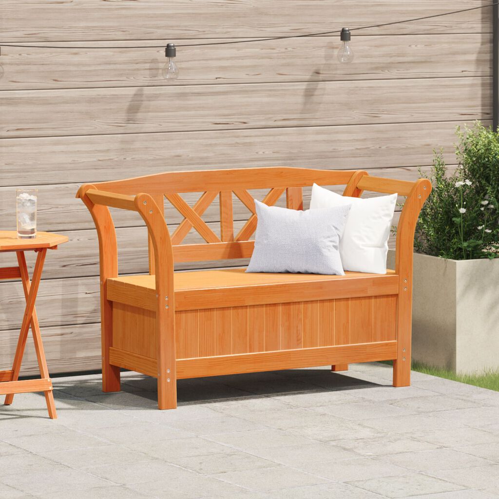 vidaXL Πάγκος Αποθήκευσης Κήπου Ακακία 119x76x44 εκ. Μασίφ Ξύλο Πεύκου