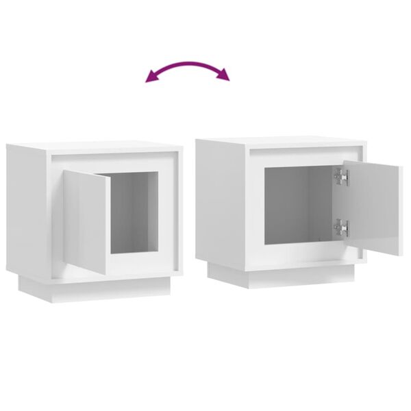 vidaXL Κομοδίνο Γυαλιστερό Λευκό 44 x 35 x 45 εκ. Επεξεργασμένο Ξύλο