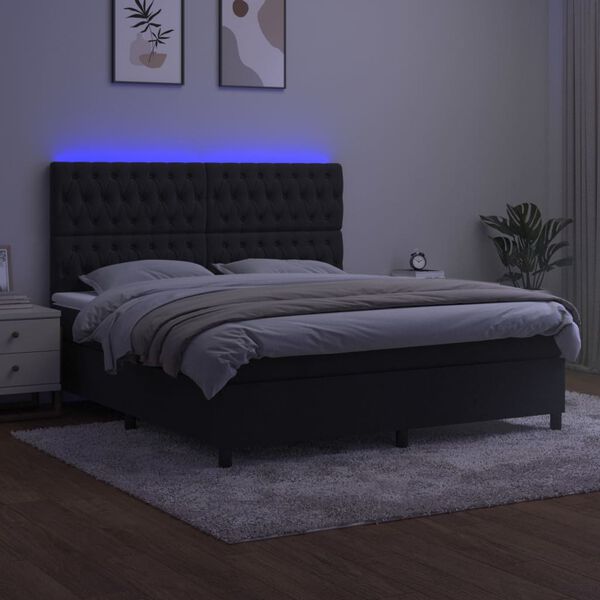 vidaXL &Kappa;&rho;&epsilon;&beta;ά&tau;&iota; Boxspring &mu;&epsilon; &Sigma;&tau;&rho;ώ&mu;&alpha; & LED &Mu;&alpha;ύ&rho;&omicron; 160x200 &epsilon;&kappa;. &Beta;&epsilon;&lambda;&omicron;ύ&delta;&iota;&nu;&omicron;