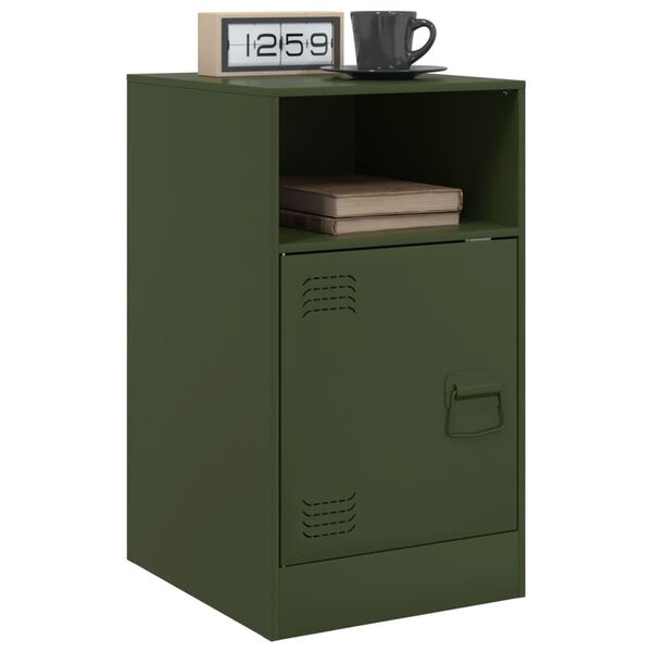 vidaXL Κομοδίνο Πράσινο Λαδί 34,5x39x62 εκ. από Χάλυβα