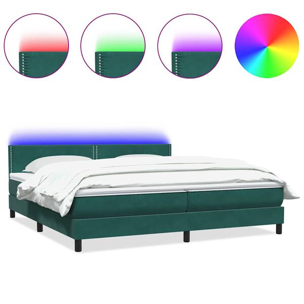 vidaXL &Kappa;&rho;&epsilon;&beta;ά&tau;&iota; Boxspring &mu;&epsilon; &Sigma;&tau;&rho;ώ&mu;&alpha; & LED &Sigma;&kappa;&omicron;ύ&rho;&omicron; &Pi;&rho;ά&sigma;&iota;&nu;&omicron; 180x210&epsilon;&kappa;. &Beta;&epsilon;&lambda;&omicron;ύ&delta;&iota;&nu;&omicron;