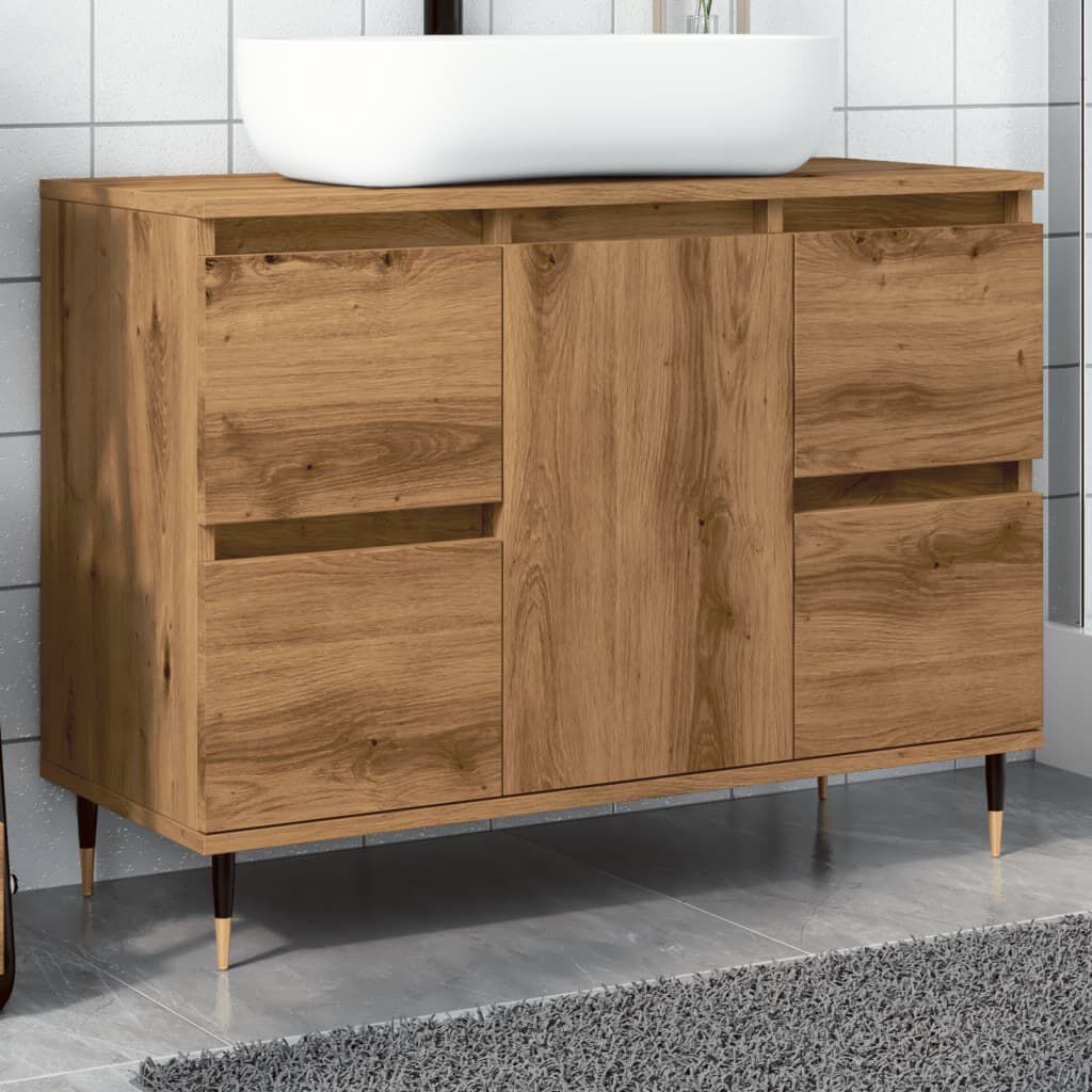 vidaXL Ντουλάπι μπάνιου Δρυς τεχνίτης 80x33x60 cm Κατασκευασμένο ξύλο