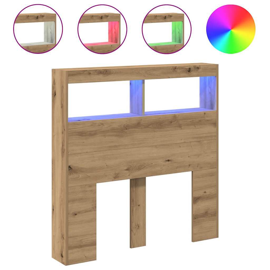 vidaXL Κεφαλάρι με Αποθηκευτικό Χώρο & LED Artisan Δρυς 100x17x102 εκ.