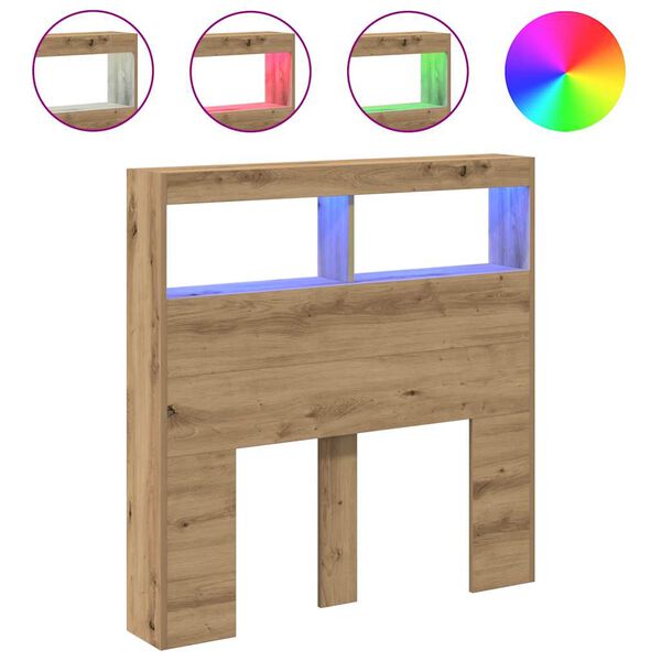 vidaXL Κεφαλάρι με Αποθηκευτικό Χώρο & LED Artisan Δρυς 100x17x102 εκ.