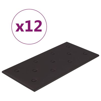 vidaXL Πάνελ Τοίχου 12 τεμ. Μαύρα 60 x 30 εκ. 2,16 μ² Συνθετικό Δέρμα