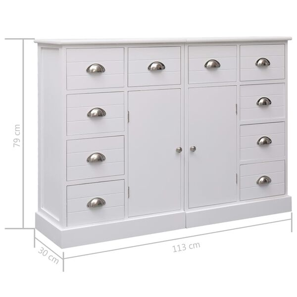 vidaXL Ντουλάπι με 10 Συρτάρια Λευκό 113 x 30 x 79 εκ. από Ξύλο