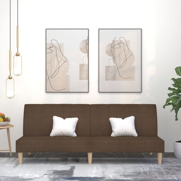 vidaXL Καναπές Κρεβάτι Διθέσιος Καφέ Υφασμάτινος