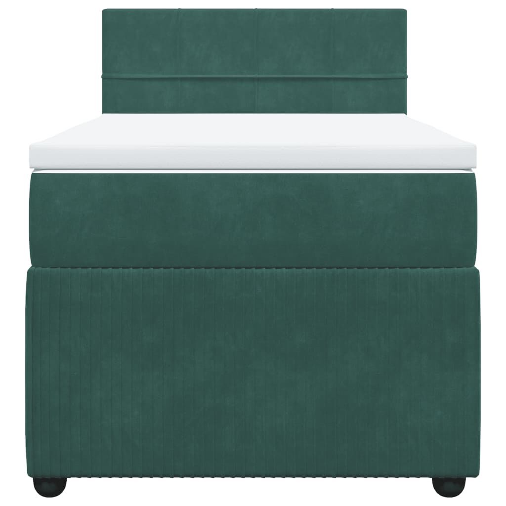 vidaXL Κρεβάτι Boxspring με Στρώμα Σκούρο Πράσινο 80x200 εκ. Βελούδινο