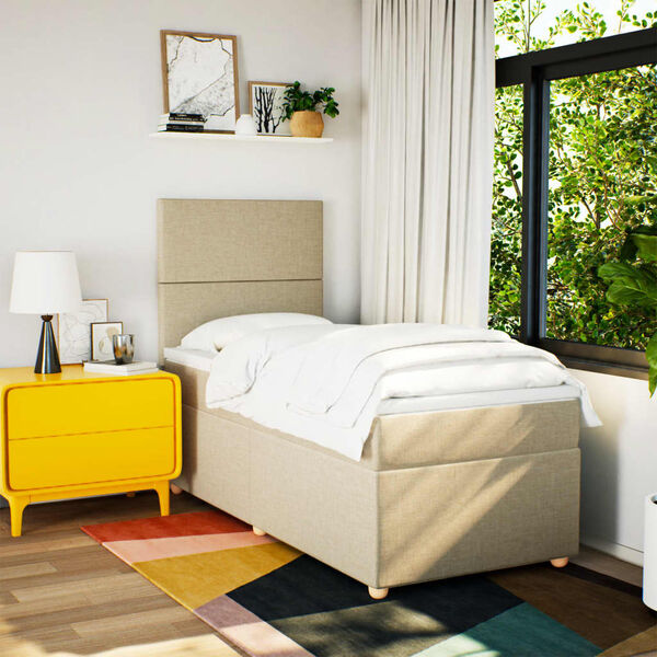 vidaXL &Kappa;&rho;&epsilon;&beta;ά&tau;&iota; Boxspring &mu;&epsilon; &Sigma;&tau;&rho;ώ&mu;&alpha; &Kappa;&rho;&epsilon;&mu; 90x200 &epsilon;&kappa;.&Upsilon;&phi;&alpha;&sigma;&mu;ά&tau;&iota;&nu;&omicron;