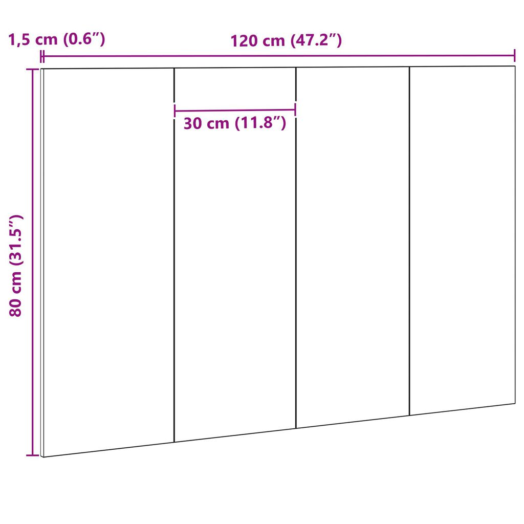 vidaXL Κεφαλάκι κρεβατιού Μαύρο Δρυς 120x1,5x80 εκ. Από Συνθετικό Ξύλο