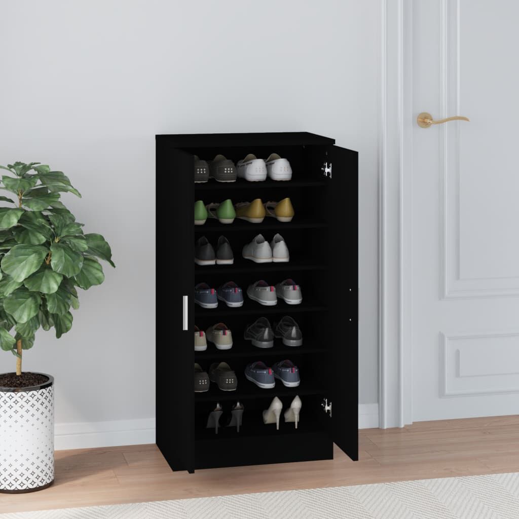 vidaXL Παπουτσοθήκη Μαύρη 55x35x108 εκ. από Επεξεργασμένο Ξύλο