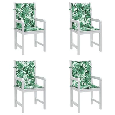 vidaXL Μαξιλάρια Καρέκλας με Πλάτη 4 τεμ. Σχέδιο με Φύλλα Υφασμάτινα