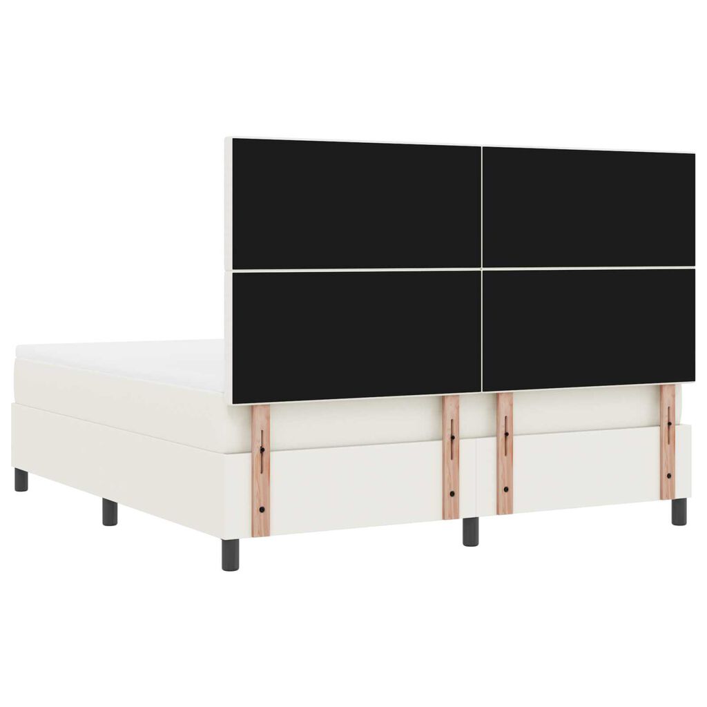 vidaXL Κρεβάτι Box Spring με Στρώμα Κρεμ Υφάσματος Κορδονιού