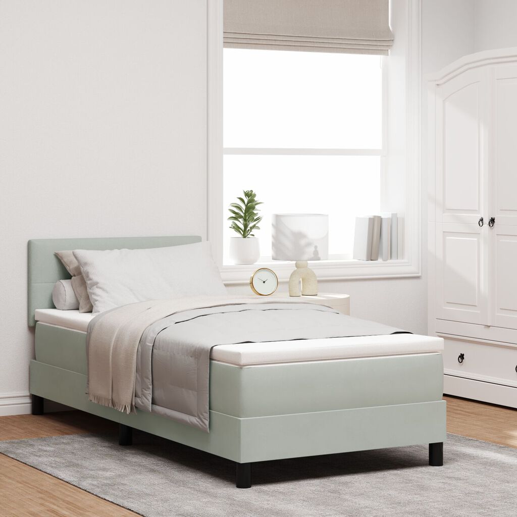 vidaXL Κρεβάτι με Στρώμα Light Grey 90x200 εκ Βελούδο