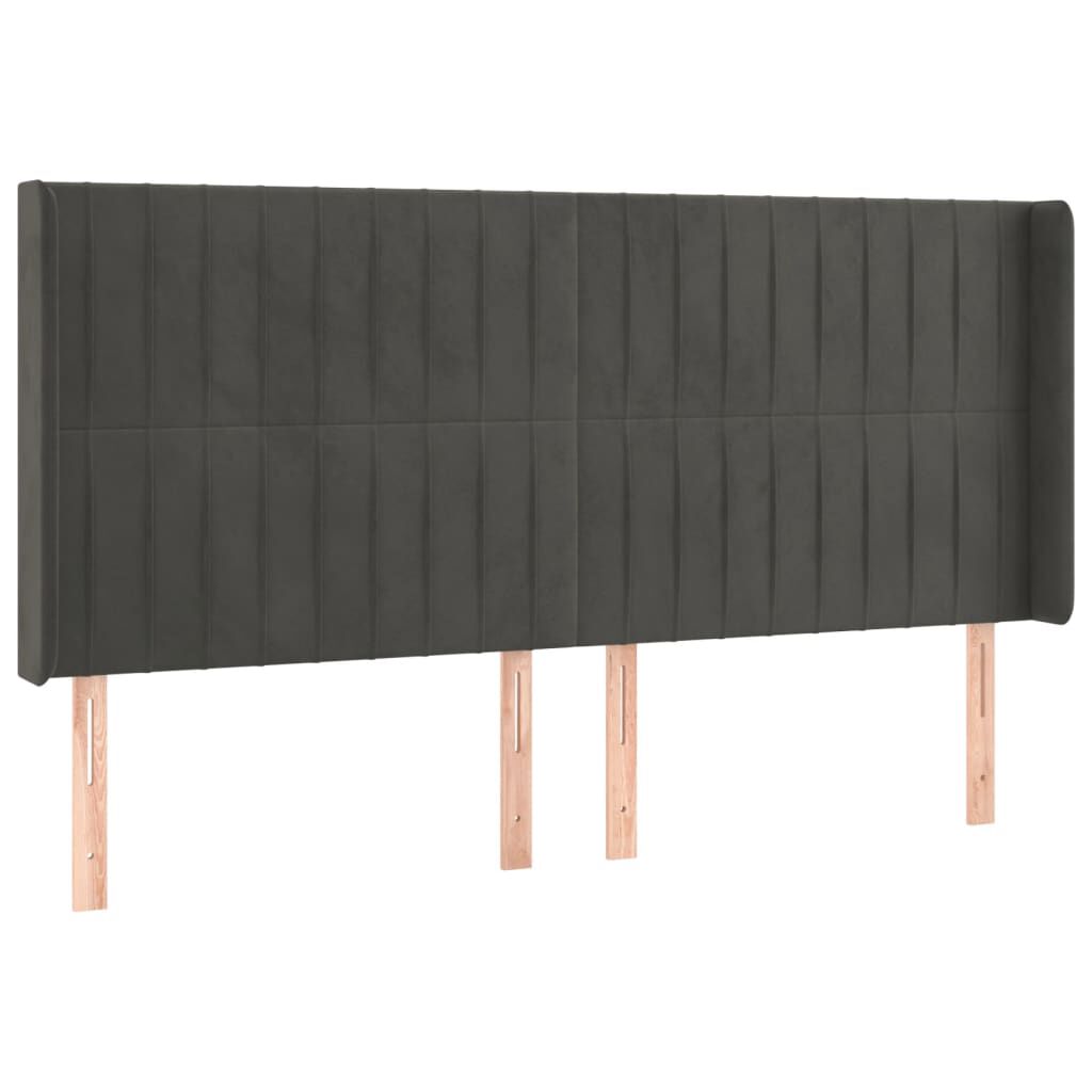 vidaXL Κεφαλάρι με Πτερύγια Σκούρο Γκρι 203x16x118/128 εκ. Βελούδινο