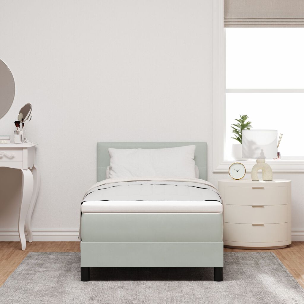 vidaXL Κρεβάτι με Στρώμα Light Grey 90x200 εκ Βελούδο