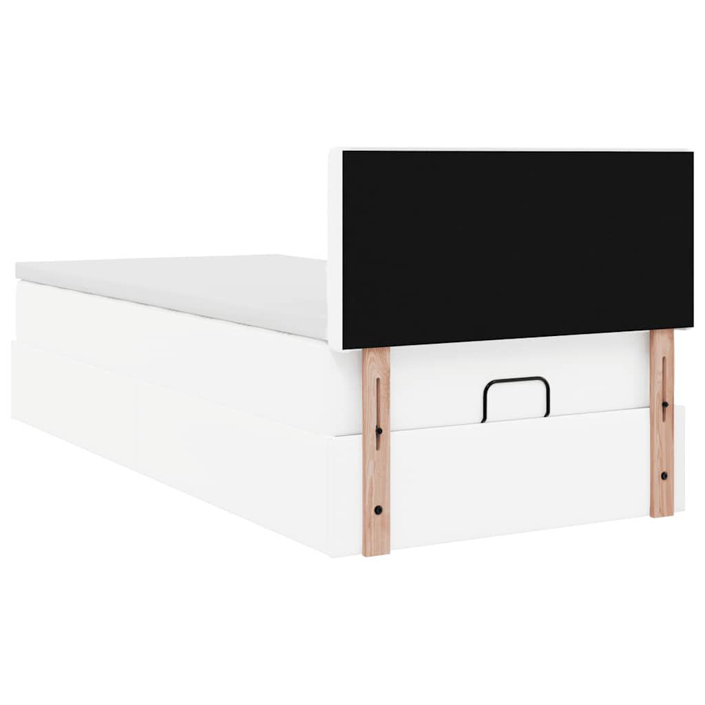 vidaXL Οθωμανικό κρεβάτι με στρώμα Λευκό 100x200cm Faux Leather