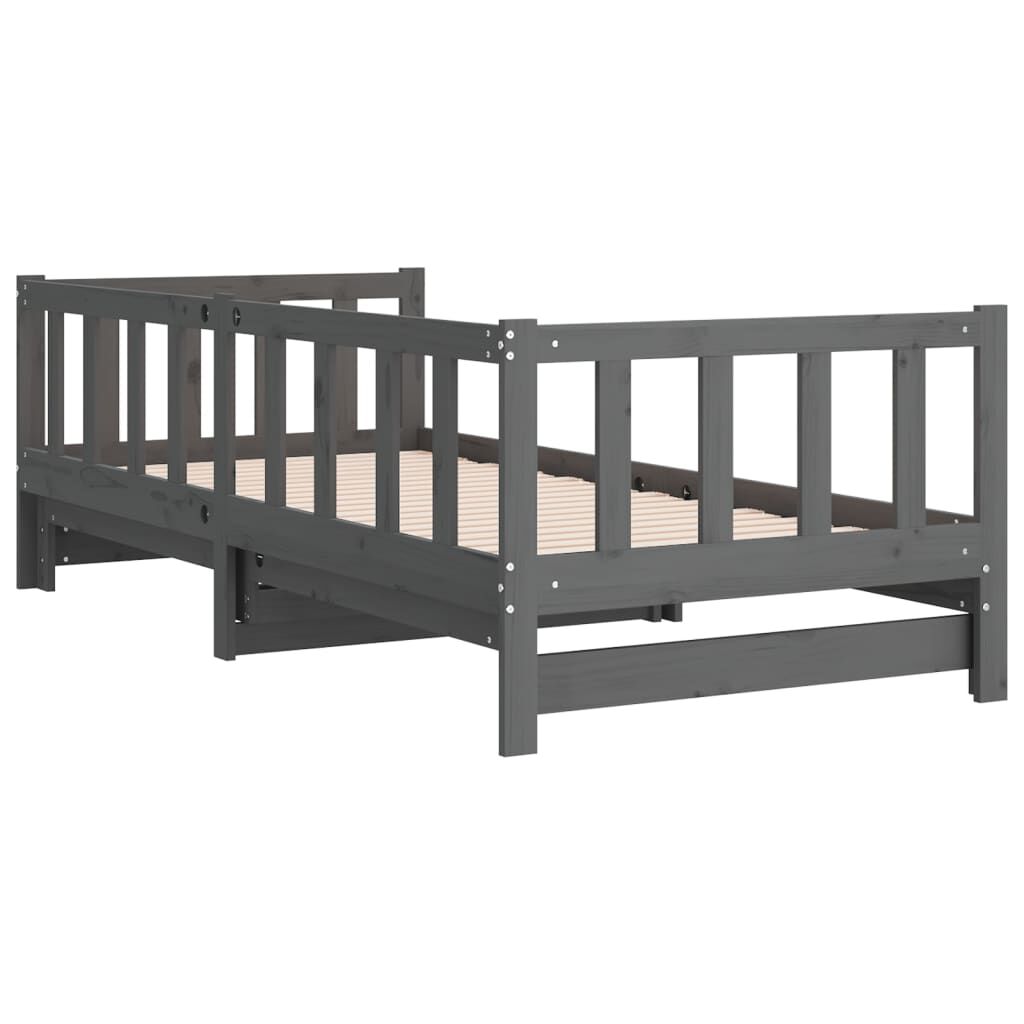 vidaXL Καναπές Κρεβάτι Συρόμενος Γκρι 2x(90x190) εκ. Μασίφ Ξύλο Πεύκου