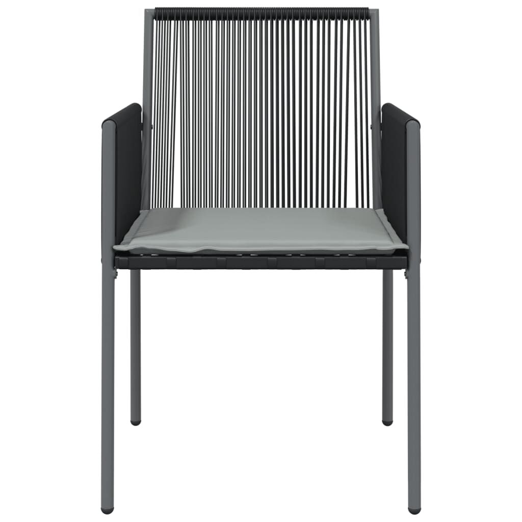 vidaXL Καρέκλες Κήπου 2 τεμ. Μαύρες 54x60,5x83,5 εκ Συνθ. Ρατάν/Μαξιλ.